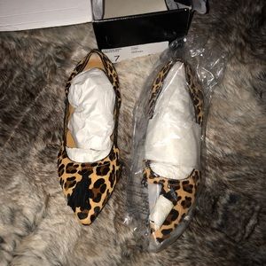 J. Crew calf hair tassel stretch flats